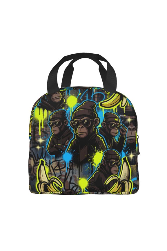 Monkey Lunch Box,Cartoon Animal Insulated Lunch Bag ,Reusable Thermal Insulation Cooler Tote Bags For Work Picnic Camping Outdoor Gifts