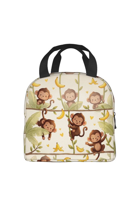 Monkey Lunch Box,Cartoon Animal Insulated Lunch Bag ,Reusable Thermal Insulation Cooler Tote Bags For Work Picnic Camping Outdoor Gifts