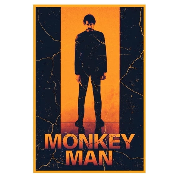 Monkey Man 2024 Dev Patel Movie Poster Home Decor For Living Room Aesthetic Grunge Theater Room Wall Art Dorm Decor For Teens Movie Night Gift For Man