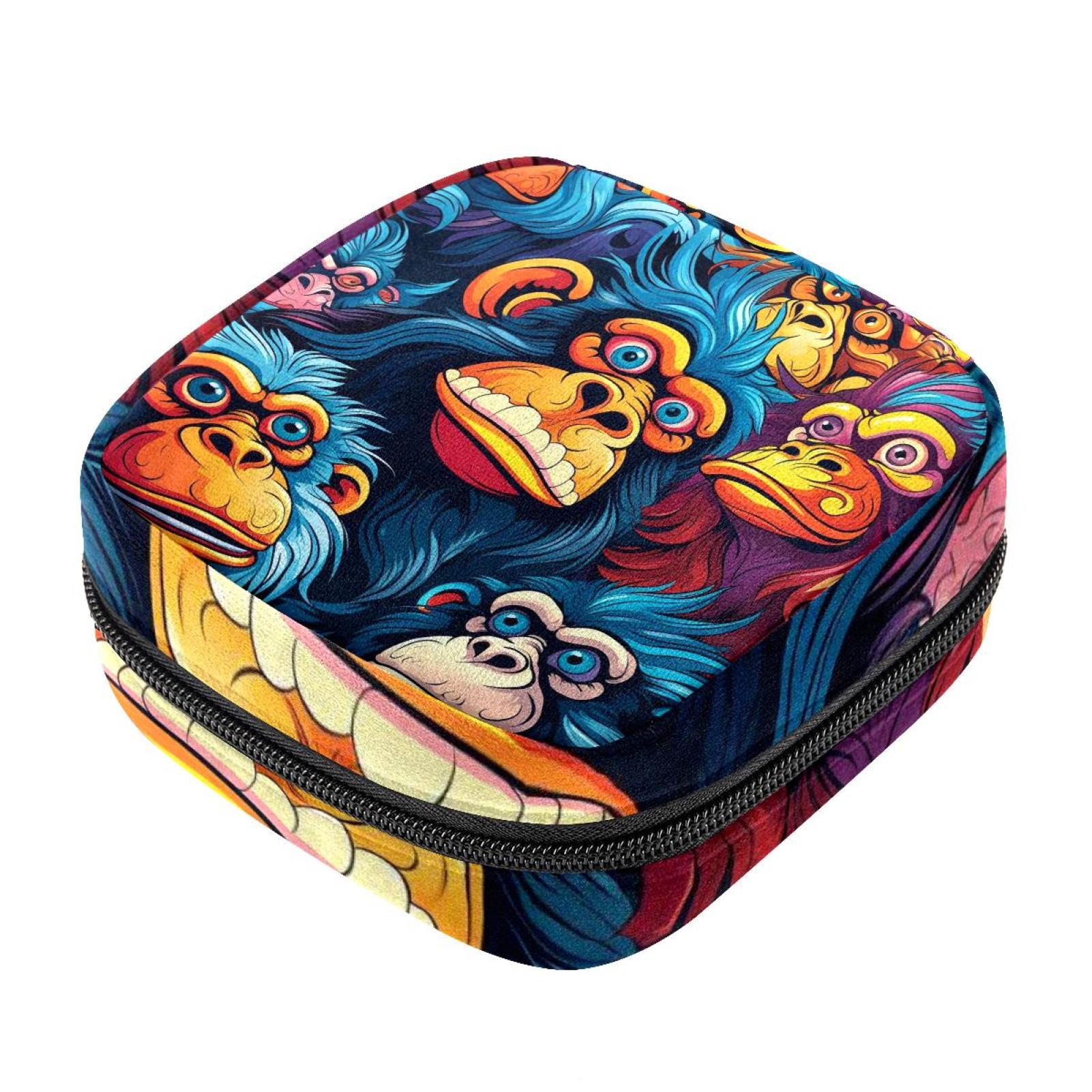 Monkey Menstrual Pad Purse for School, Tampons Collect Pouch for Women