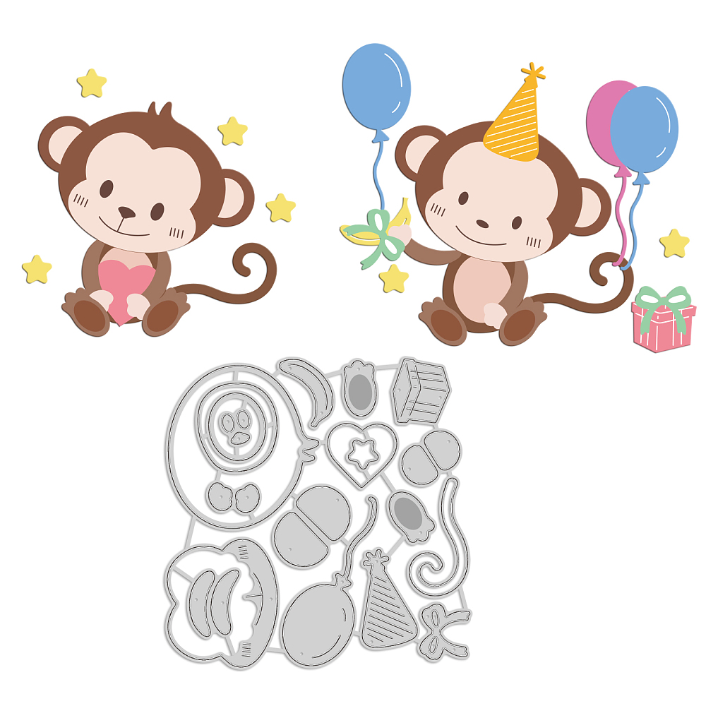 Monkey Metal Cutting Dies Animals Die Cuts for DIY Scrapbooking ...