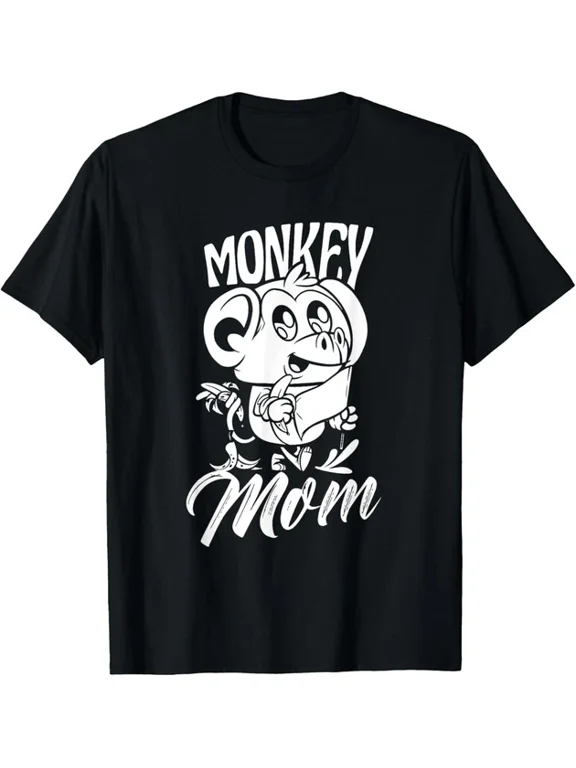 Monkey Mom Animal Lover Graphic Design Casual Everyday T-Shirt