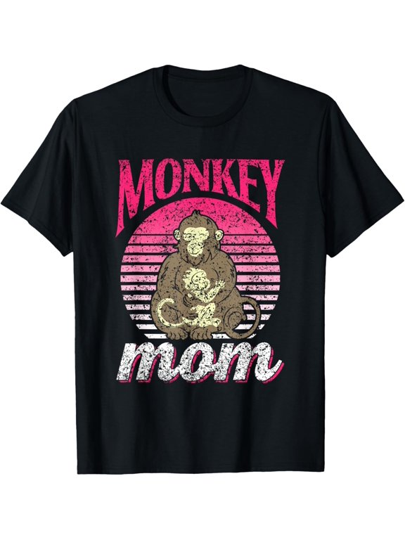 Monkey Mom Monkeys Animal Lover Mother Mommy Mama Saying Gift T-Shirt, Size S-5XL