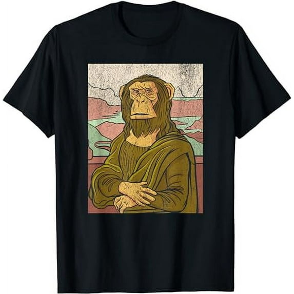 Monkey Mona Lisa Artist Classical Artist Funny Retro Vintage T-Shirt