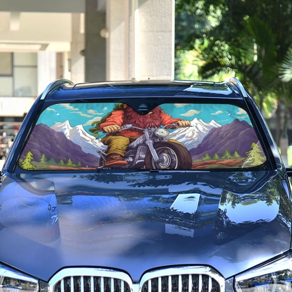 Monkey Motorcycle Mountain Automotive Front Car Windshield Sun Shade Reflector Foldable for Front Fit for Cars Truck SUVs