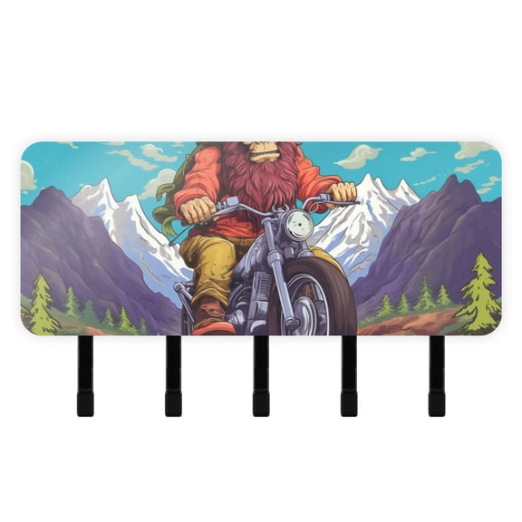 Monkey Motorcycle Mountain Mail Holder Organizer Wall Mount with Shelf Key Holder Key Rack with 5 Key Hooks for Wall Decorative