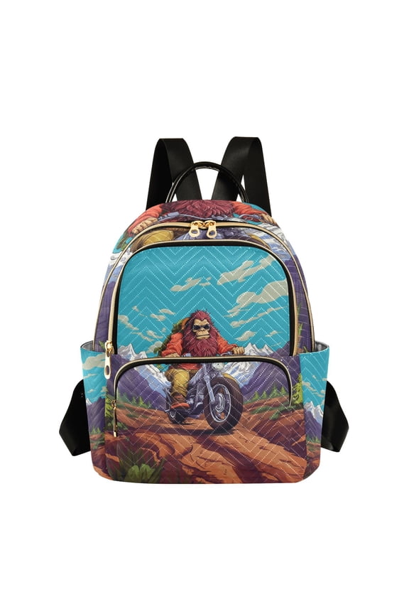 Monkey Motorcycle Mountain Travel Laptop Backpack Casual Daypack Lightweight Bookbag Compartment for Business