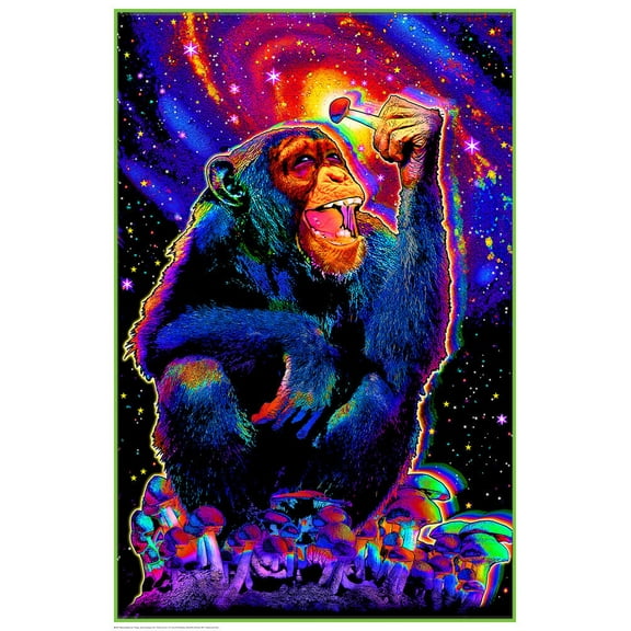 Monkey Mushroom - Non-Flocked Blacklight Poster 24.5" x 36.5" Laminated
