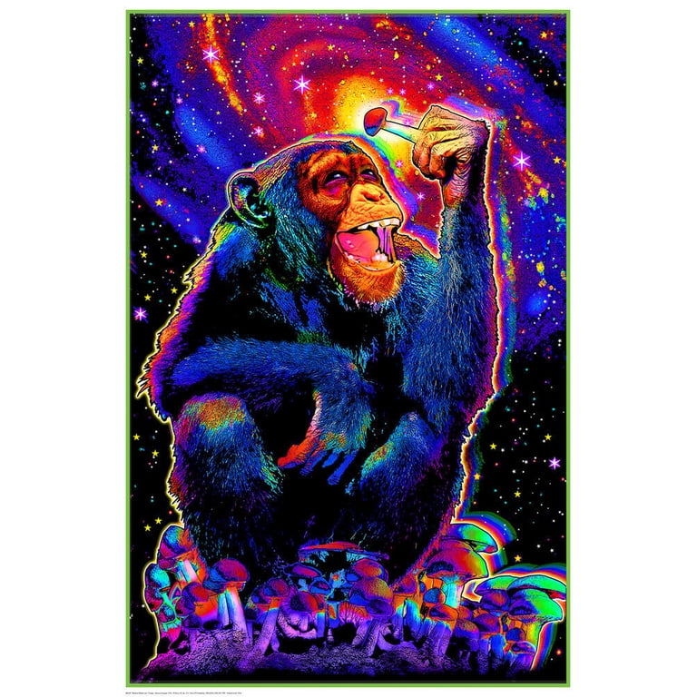 Painted Elephant Blacklight Poster - 23 X 35 Inches, Vintage Flocked Design 9 thumbnail image