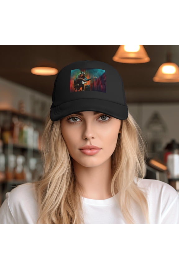Monkey Music Gorilla Playing Guitar Baseball Cap Trucker Hat for Women Men