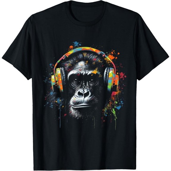 Monkey Musicians Colorful Animal Theme Jungle Art Monkey T-Shirt