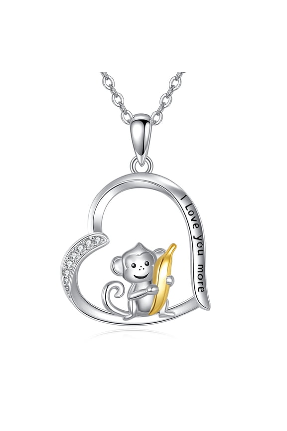 Monkey Necklace 925 Sterling Silver Cute Monkey Pendant Necklace Animal Jewelry Gifts for Women