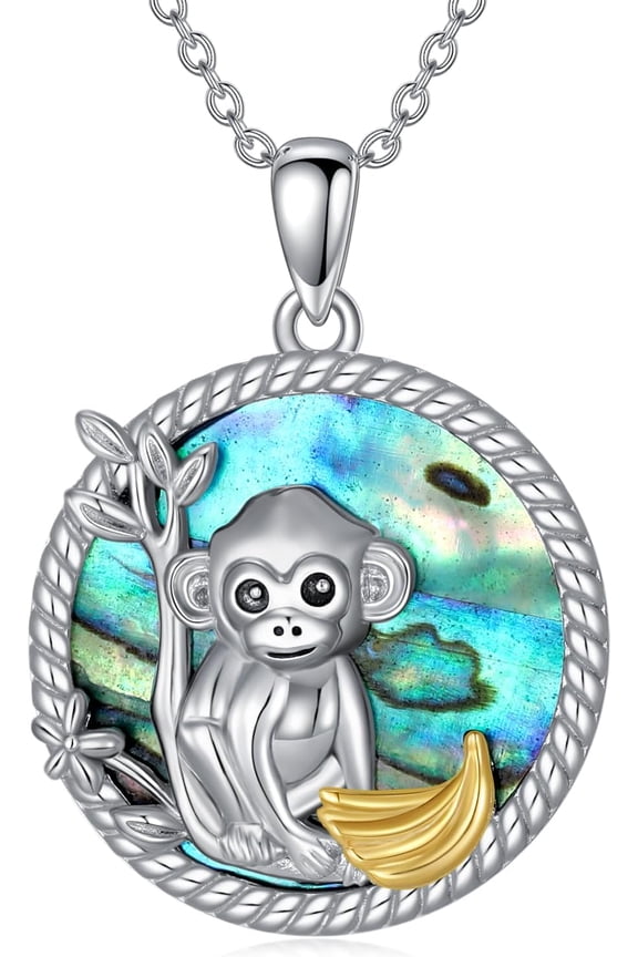 Monkey Necklace Sterling Silver Cute Animal Pendant Necklace Monkeys Holiday Christmas Gifts Jewelry for Women monkey lovers