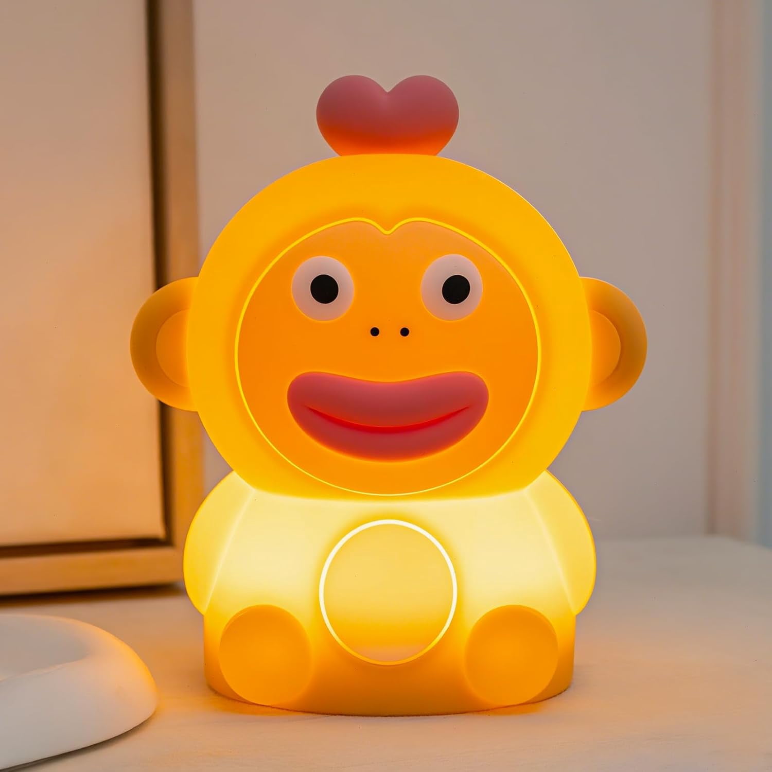Monkey Night Light for Kids, Funny Big Mouth Squishy Silicone Nursery Lamp, 3 Level Touch Dimmable with Timer, Rechargeable Baby Night Light, Gifts for Boys Girls