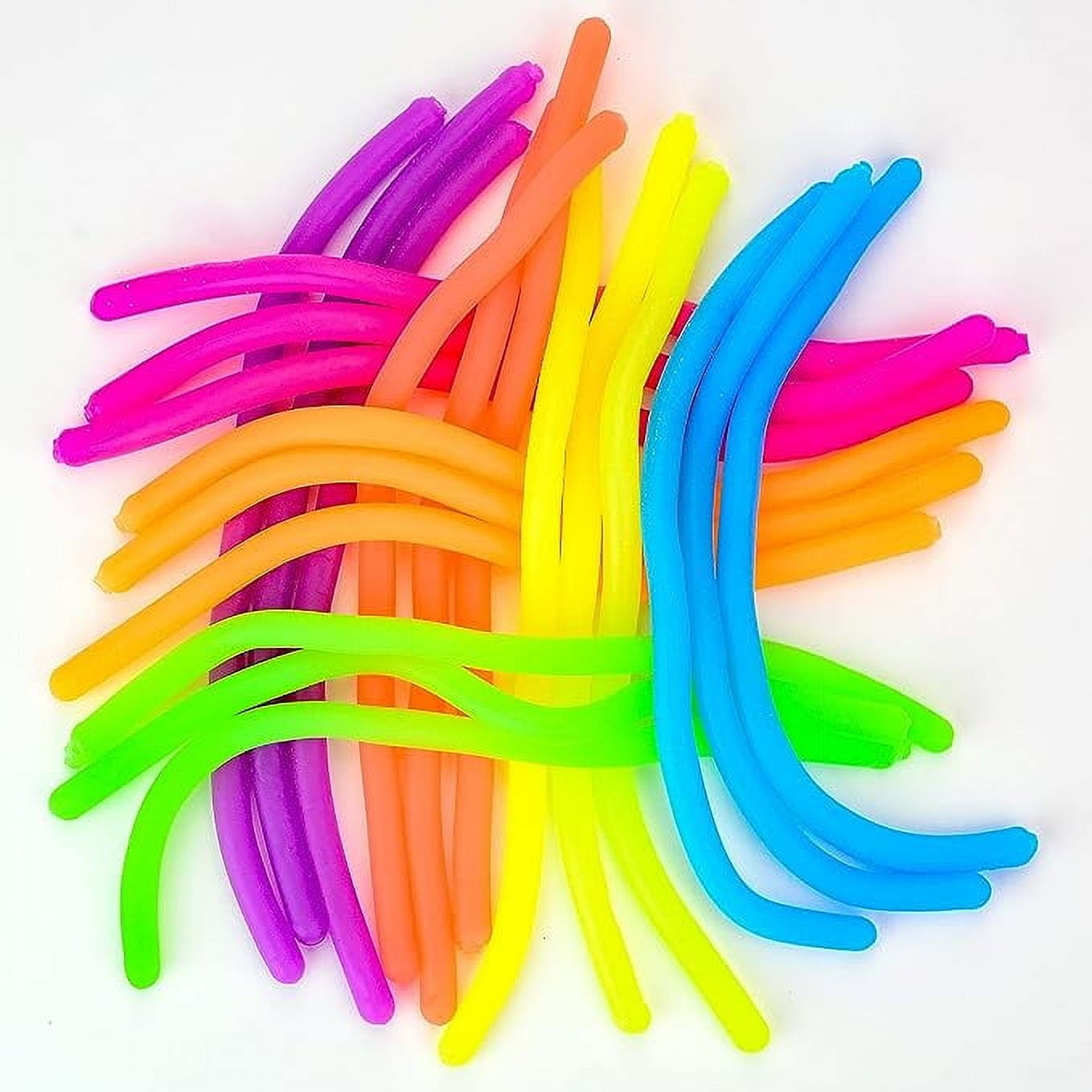 Monkey Noodles Fidget Toy 100pcs Pack Kids Party Favors Bulk Stretchy Toys Goodie Bag Stuffers Fidget Noodles Tactile Sensory Toys Neon