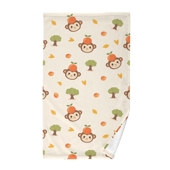 Monkey Orange Pattern Bath Towel 100% Cotton Soft Thick High Absorbency Hand Face Towel Single Pack 16x28in