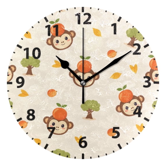 Monkey Orange Pattern Wall Clock 10in Round Artistic Oil Painting Home Decor Desk Table Clock