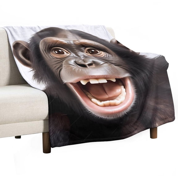 Monkey Orangotan Face Super Soft Blanket Flannel Throw Blanket Flannel Microfiber Blankets for Couch Bed Sofa Fluffy and Warm 60"x80"