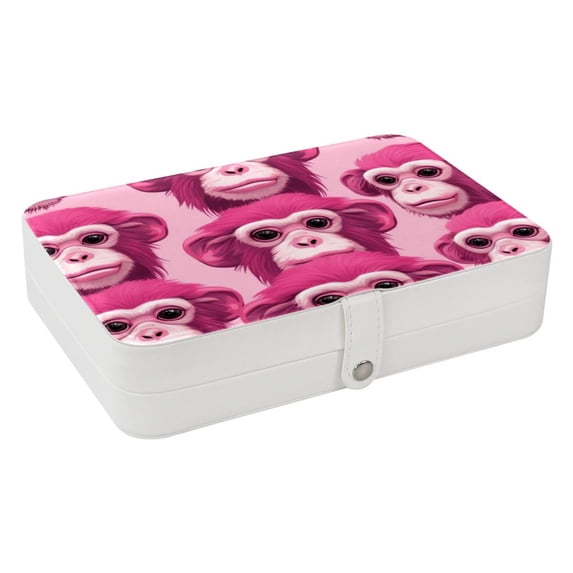 Monkey PU Leather Jewelry Stand Bracelet Holder Organizer Box with Removable Compartment, Portable