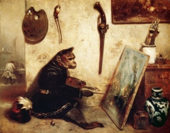 Monkey Painter The Decamps Alexandre Gabriel (1803-1860French) Canvas Art - Alexandre Gabriel (24 x 36)