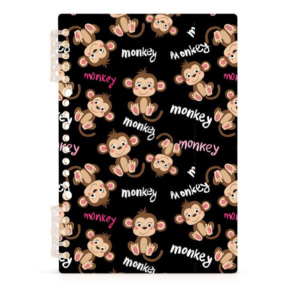 Monkey Pattern A5 Notebook Refillable 60 Sheets Detachable Ring Binder PP Cover Journal