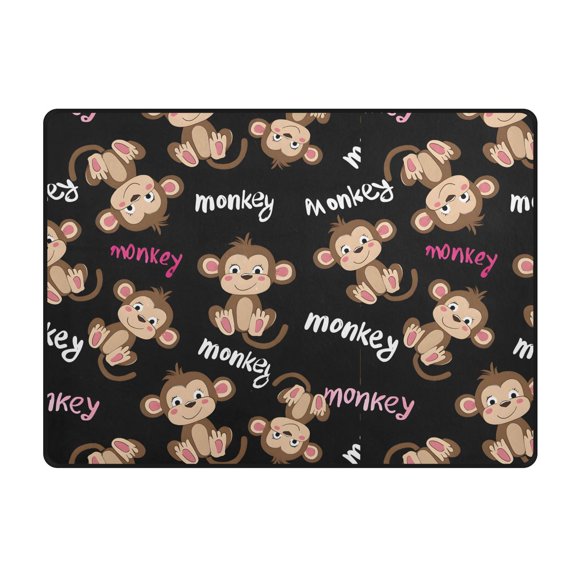 Monkey Pattern Area Rug 63x48 Inch Non Slip Absorbent Soft for Bedroom Entryway