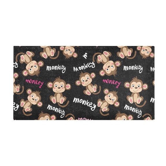 Monkey Pattern Bath Mat 39x20 Inch Soft Absorbent Non-Slip Plush Bathroom Rug for Floor