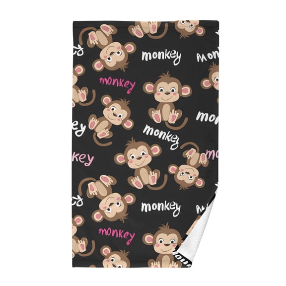 Monkey Pattern Bath Towel 100% Cotton Soft Thick High Absorbency Hand Face Towel Single Pack 16x28in