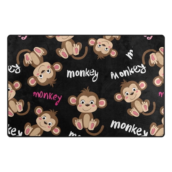 Monkey Pattern Memory Foam Area Rug 31"x20" Non Slip, Absorbent, Fade Proof for Living Room, Bedroom, Office
