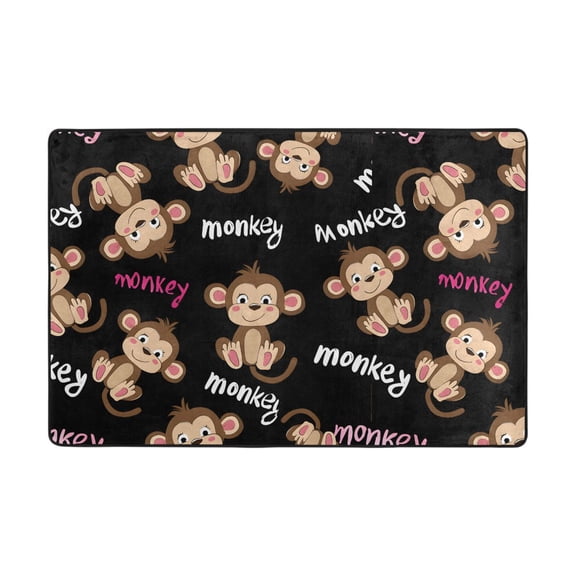 Monkey Pattern Rug 72x48in Memory Foam Absorbent Non Slip Plush for Living Room Office Bedroom