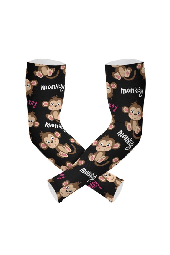 Monkey Pattern UV Protection Cooling Arm Sleeves, Compression Sun Sleeves for Men Women Sports