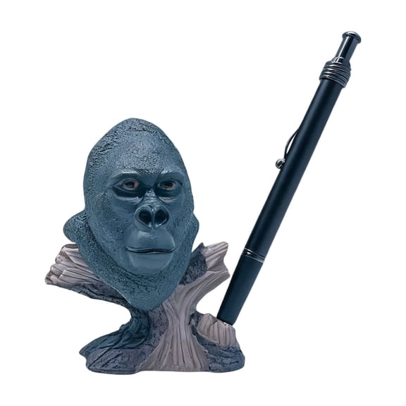 Monkey Pencil Holder, 3D Resin Sculpted Figurine, 3.9 in Tall, Vivid Expression & Log Base for Office Desk & Stationery Gift