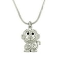thumbnail image 1 of Monkey Pendant Necklace Rhinestone Crystal Rhodium High Polished J0005, 1 of 2
