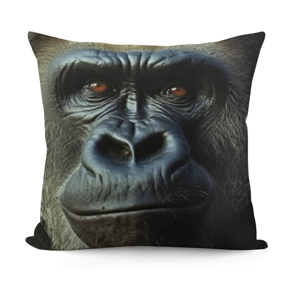 Monkey Pillow Case Wild Animal Black Gorilla Beast Decorative Throw Pillow Cover Square Cushio Canvas for Women Men