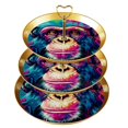 thumbnail image 1 of Monkey Plastic Discs Iron Pillar Dessert Table Stand 32cm Height with 21cm 24cm 27cm Plates for Parties and Events, 1 of 6