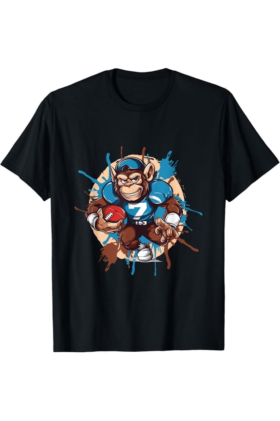 Monkey Playing American Football Team Animal T-Shirt