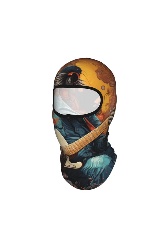 Monkey Playing Guitar Cool Unisex Balaclava Ski Mask Full Face Cover for Cold Weather & UV Protection, Breathable Cooling Helmet Liner