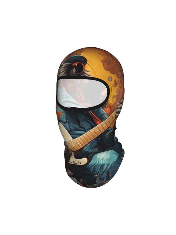 Monkey Playing Guitar Cool Unisex Balaclava Ski Mask Full Face Cover for Cold Weather & UV Protection, Breathable Cooling Helmet Liner