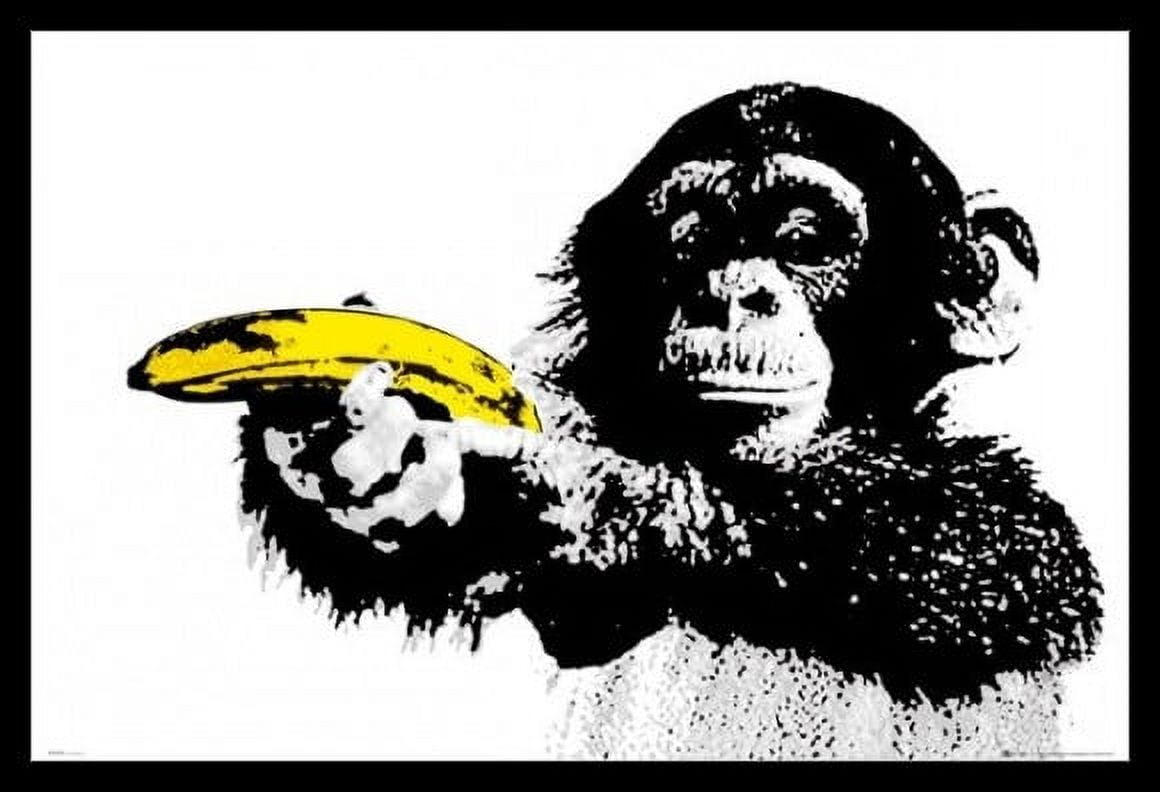 Laminated 24) Pointing Monkey Framed & Poster Banana x a (36