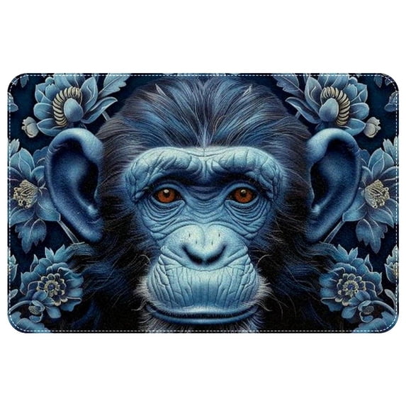 Monkey Polyester Non-Slip Machine Washable Floor Rug, for Office, Chair Rugs Included