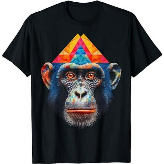 Monkey Polygon Colourful Zoo Animal Lover Motif Animal Monkey T-Shirt