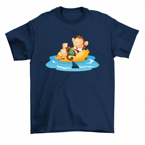 Monkey Pool Float Shark T-Shirt Men Women Unisex