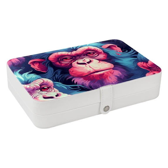 Monkey Portable PU Leather Earring Holder with Removable Compartment - Includes Bracelet Holder, Necklace Organizer, Jewelry Organizer