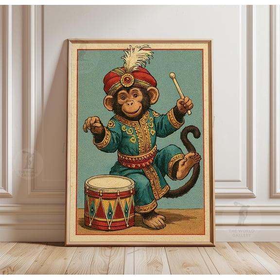 Monkey Poster Circus Animal Wall Art Paper Print