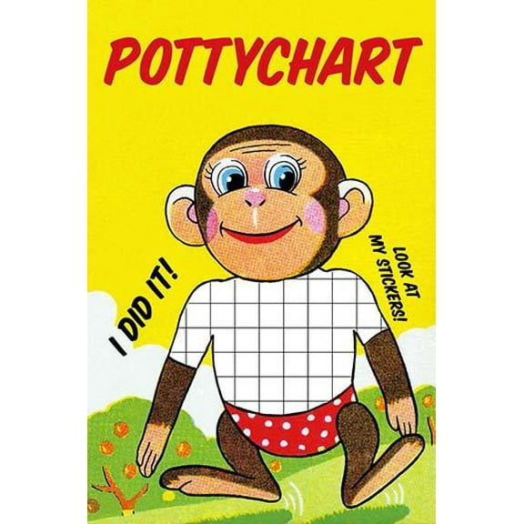 Monkey Potty Chart-Fine Art Canvas Print (20" x 30")