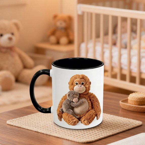 Monkey Punch Cartoon Ceramic Mug Cute Animal Coffee Cup 350ml Funny Monkey Tea Cup Gift for Adults Animal Lovers Novelty Drinkware for Home Office