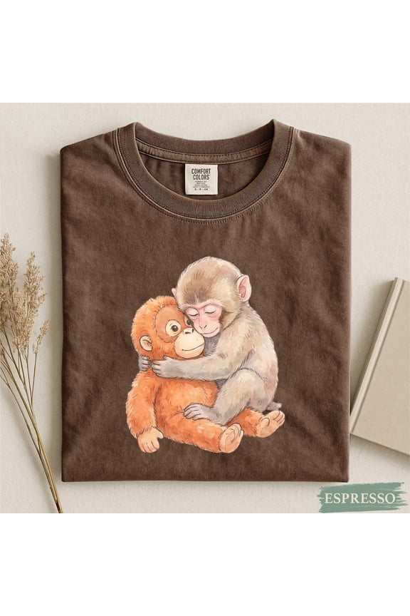 Monkey Punch Comfort Colors Shirt, Monkey Punch Graphic Tee, Monkey Plush Top, Mothers Day Tee, Animal Lover Mother Gift Cute Cozy Mom Multi
