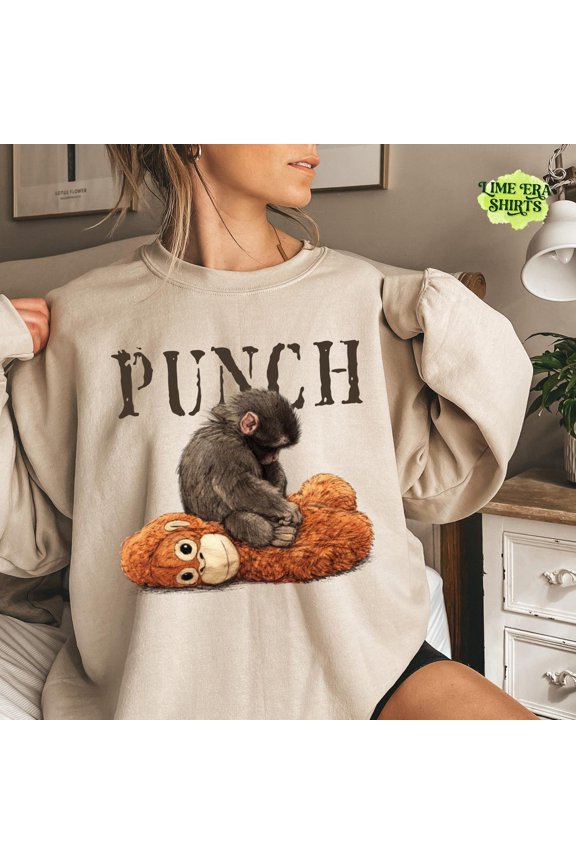 Monkey Punch Cozy Baby Monkey And Plush Toy Viral Sweatshirt All size S-3XL