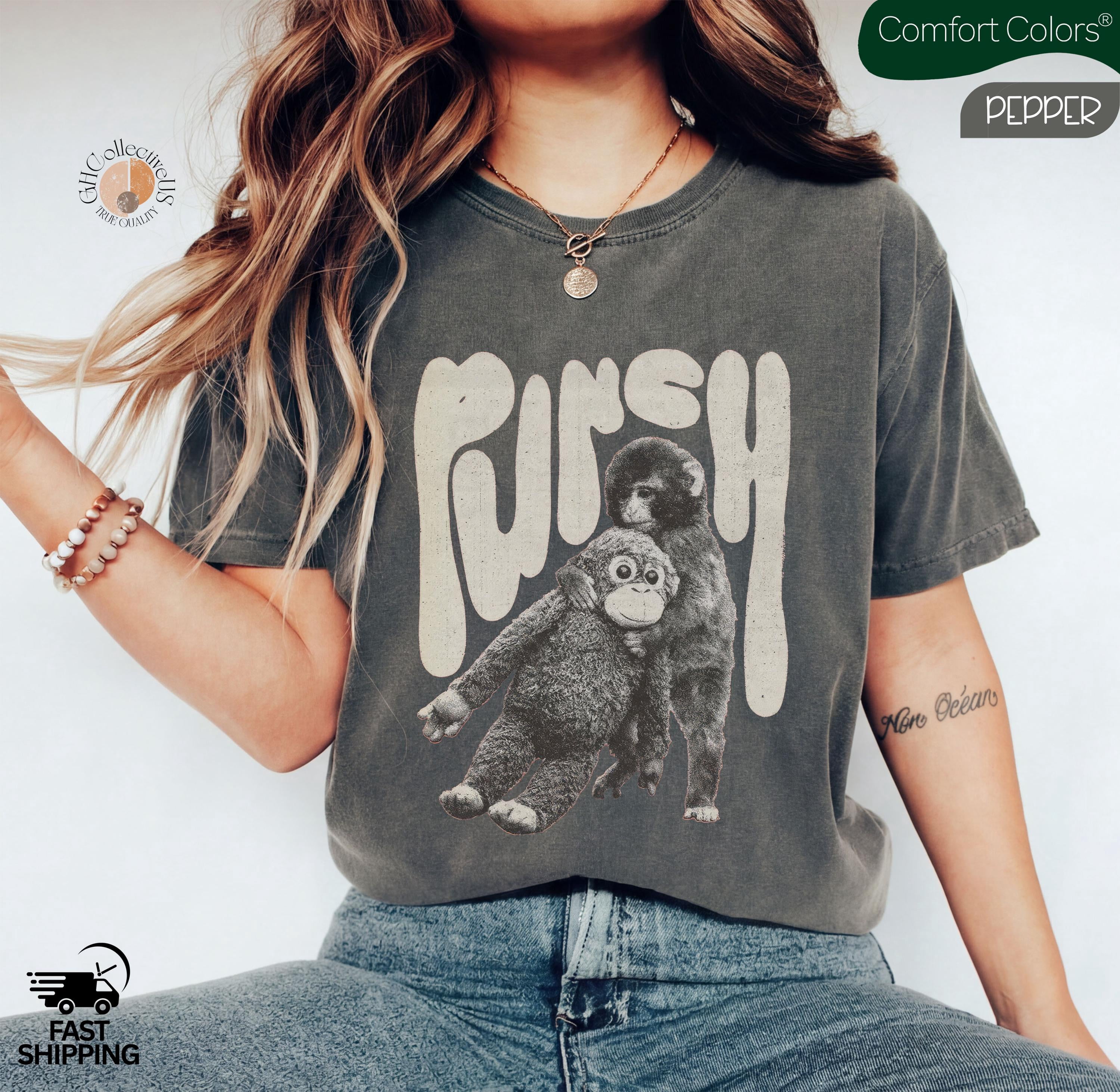 Monkey Punch T-Shirt, Baby Monkey Holding Plush Toy, Baby Monkey Punch ...
