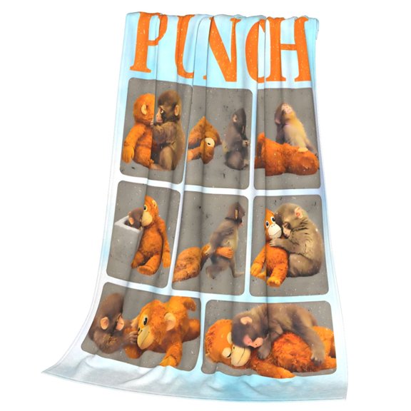 Monkey Punch Throw Blanket Cozy Plush Lightweight Warm Fuzzy Flannel Blanket Air Conditioning Blanket for Couch Sofa Bed Home Decor Gift 50x40